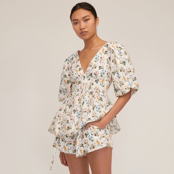 Marissa Webb GRIFFIN BOTANICAL FLORAL OPEN BACK TOP NWT